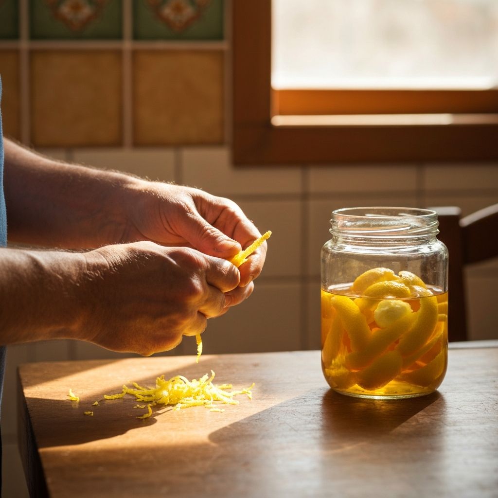 Preparazione artigianale del limoncello: macerazione delle bucce di limone